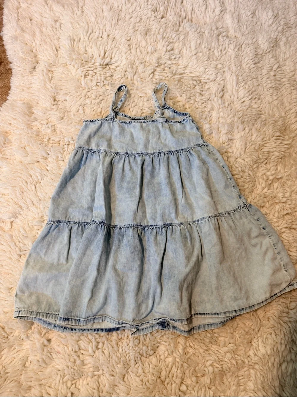 GAP Light Blue Denim Tiered Button-Front Dress